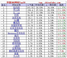 中国sns网站排行